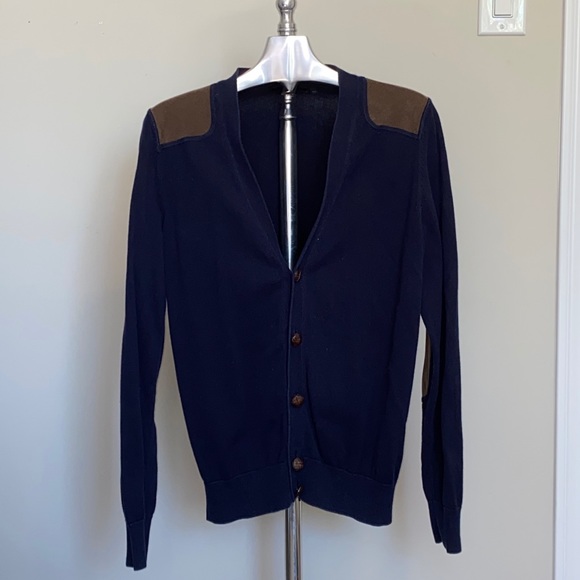 RW & Co. Blue Corduroy Panelled Men’s Cardigan - Picture 1 of 3